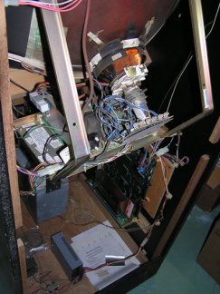 Inside an arcade cabinet